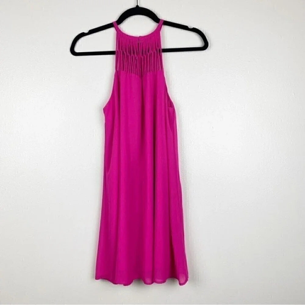 Lulu's Tell Me Fuchsia Swing Lightweight Flirty Swing Mini Dress Size S - Picture 6 of 10